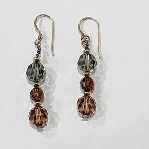 14k GF GOLD-FILLED CRYSTAL DANGLE EARRINGS